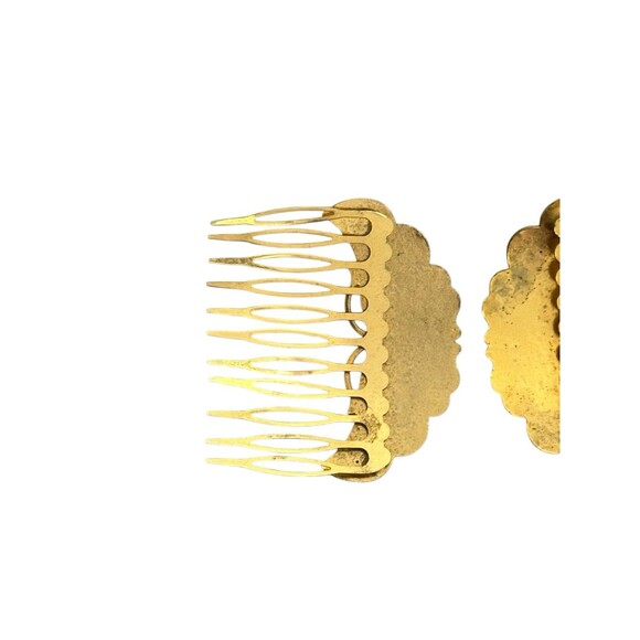 Vintage Lot of 2 Cloisonné Enamel Butterfly Hair Comb Clip Brass - Picture 9 of 10